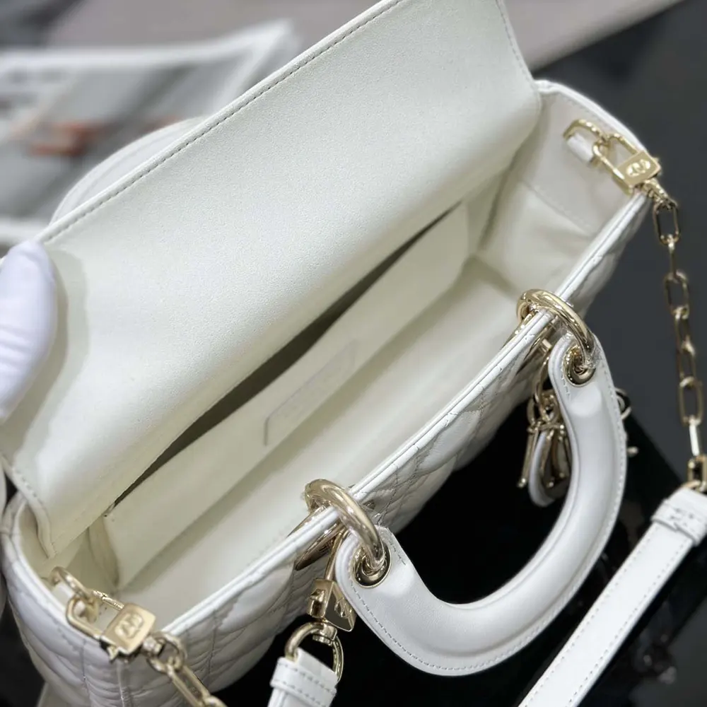 Dior Women Small Lady D-Joy Bag Latte Cannage Lambskin - image 8