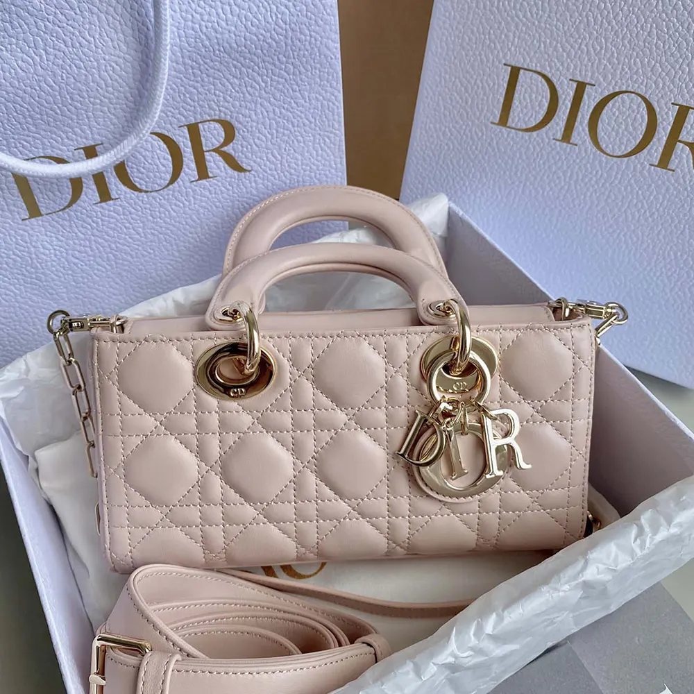 Close-up of signature Cannage stitching on Dior Women Small Lady D-Joy Bag
