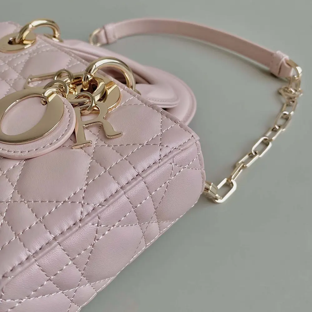 Dior Women Small Lady D-Joy Bag Powder Pink Cannage Lambskin - image 5