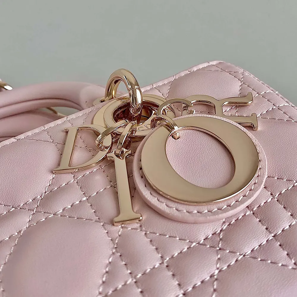 Dior Women Small Lady D-Joy Bag Powder Pink Cannage Lambskin - image 6