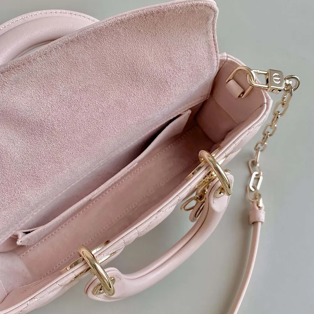Dior Women Small Lady D-Joy Bag Powder Pink Cannage Lambskin - image 8