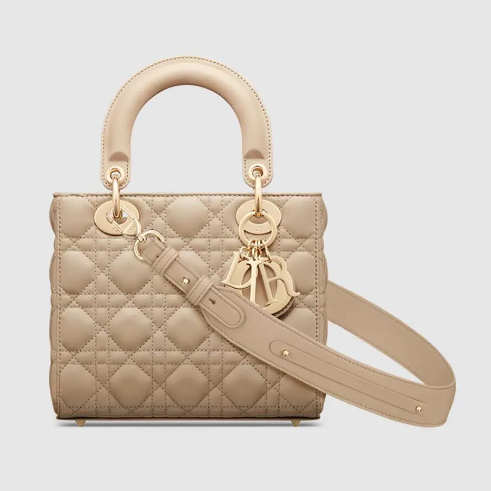 Dior Women Small Lady Dior My ABCDior Bag Sand-Colored Cannage Lambskin