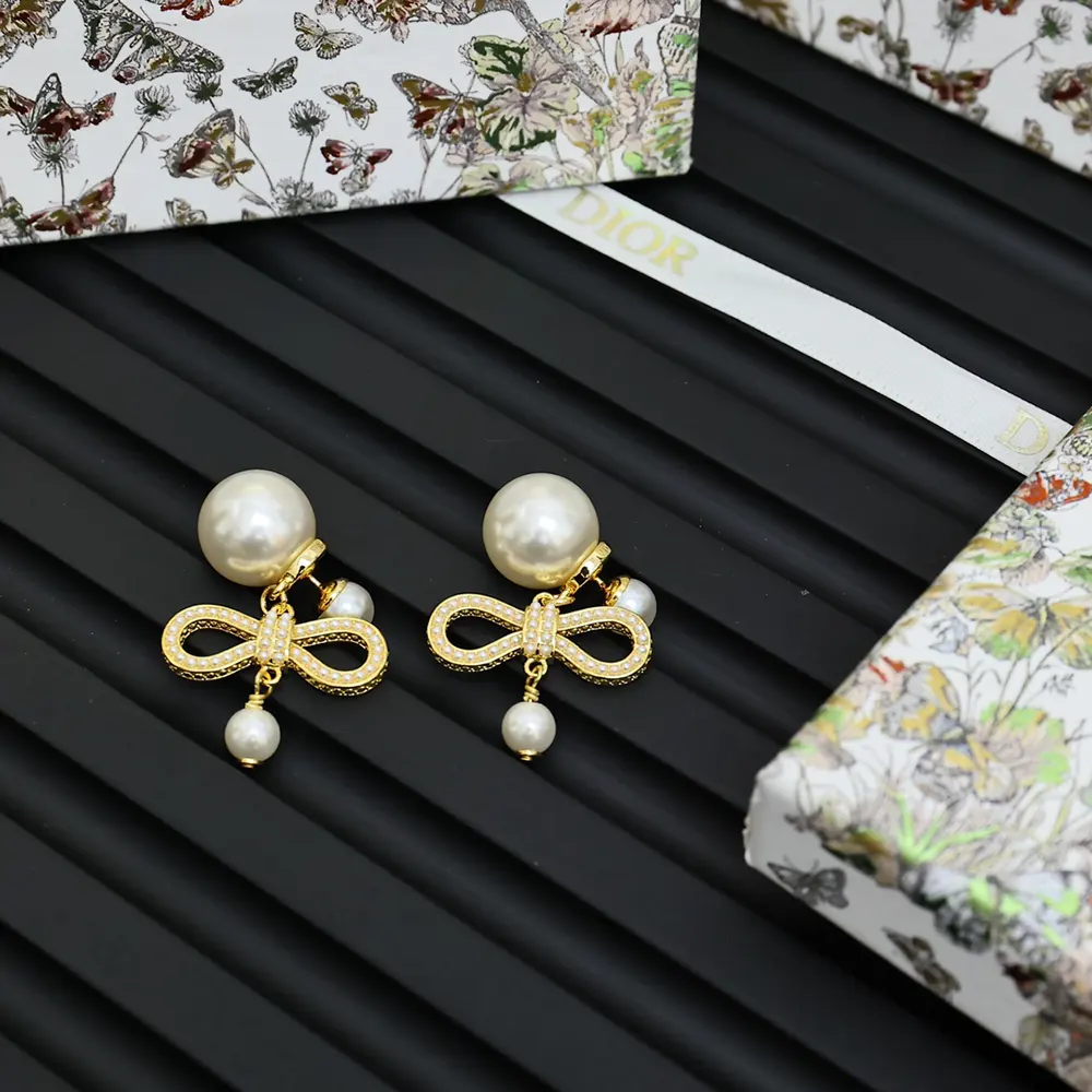 Dior Women Tribales Earrings Champagne-Finish Metal with White Resin Pearls - image 7