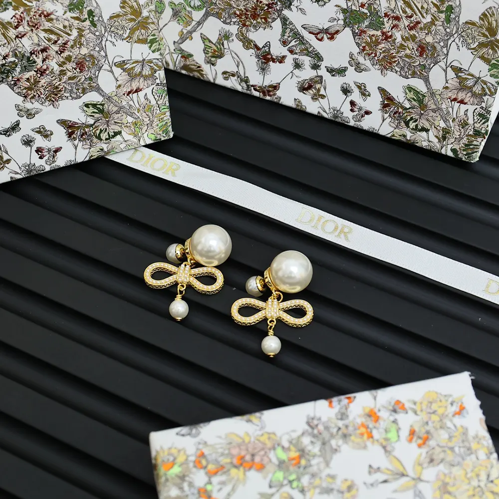 Dior Women Tribales Earrings Champagne-Finish Metal with White Resin Pearls - image 6