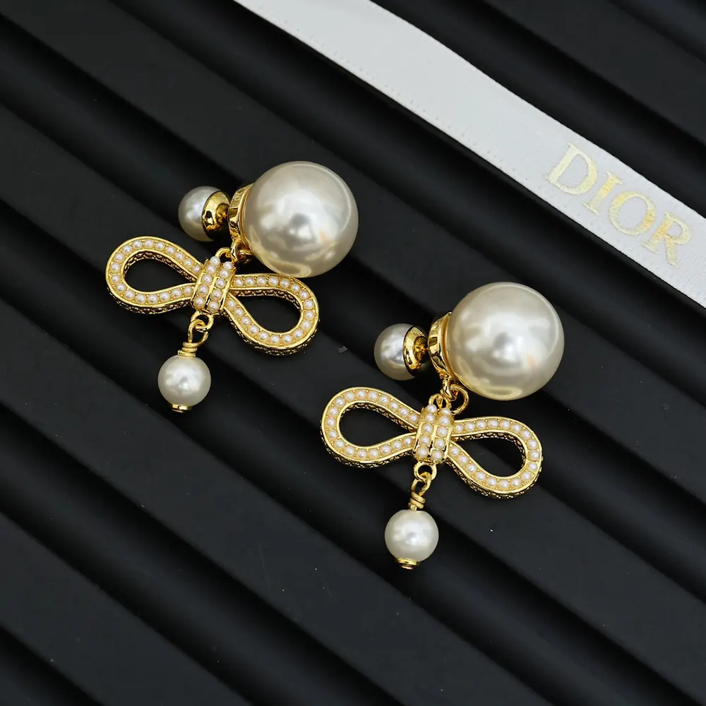 Dior Women Tribales Earrings Champagne-Finish Metal with White Resin Pearls - image 5