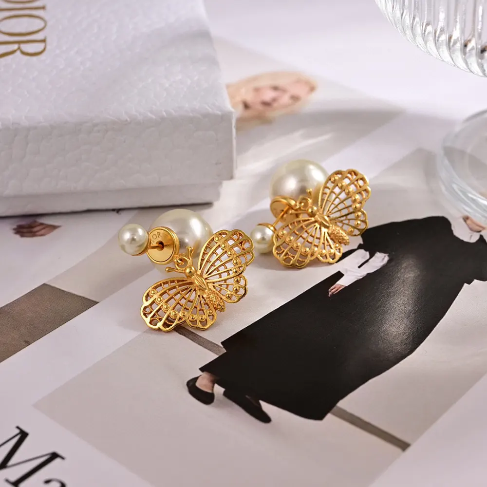 Dior Women Tribales Earrings Gold-Finish Metal and White Resin Pearls - image 6