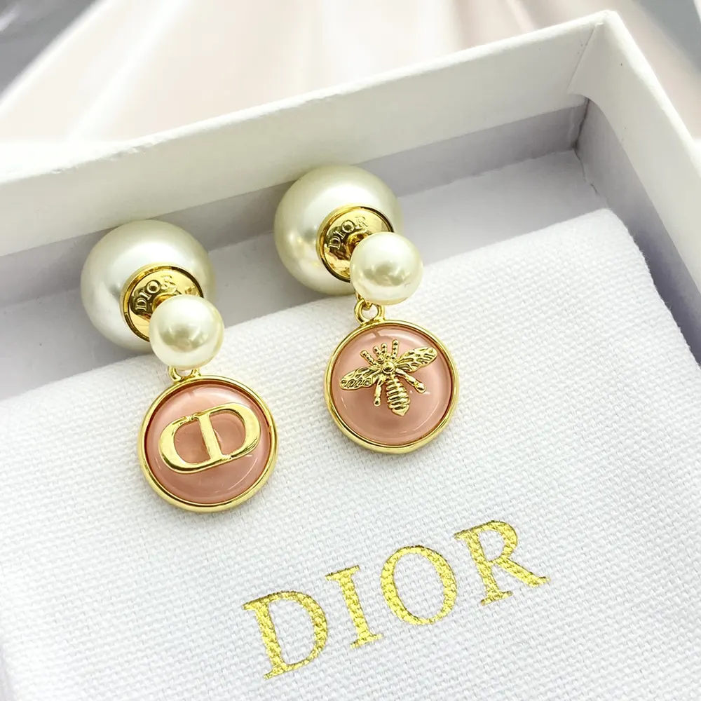 Dior Women Tribales Earrings Gold-Finish Metal with Hydrangea Pink Transparent Resin - image 7