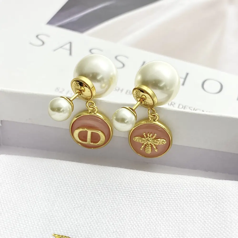Dior Women Tribales Earrings Gold-Finish Metal with Hydrangea Pink Transparent Resin - image 6