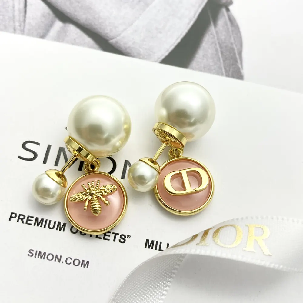 Dior Women Tribales Earrings Gold-Finish Metal with Hydrangea Pink Transparent Resin - image 5