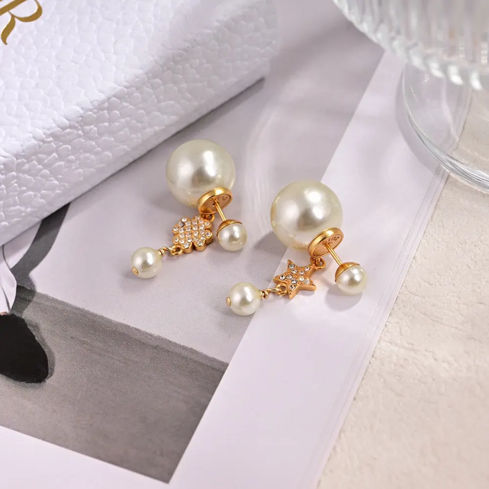 Dior Women Tribales Earrings Gold-Finish Metal with White Resin Pearls - image 5