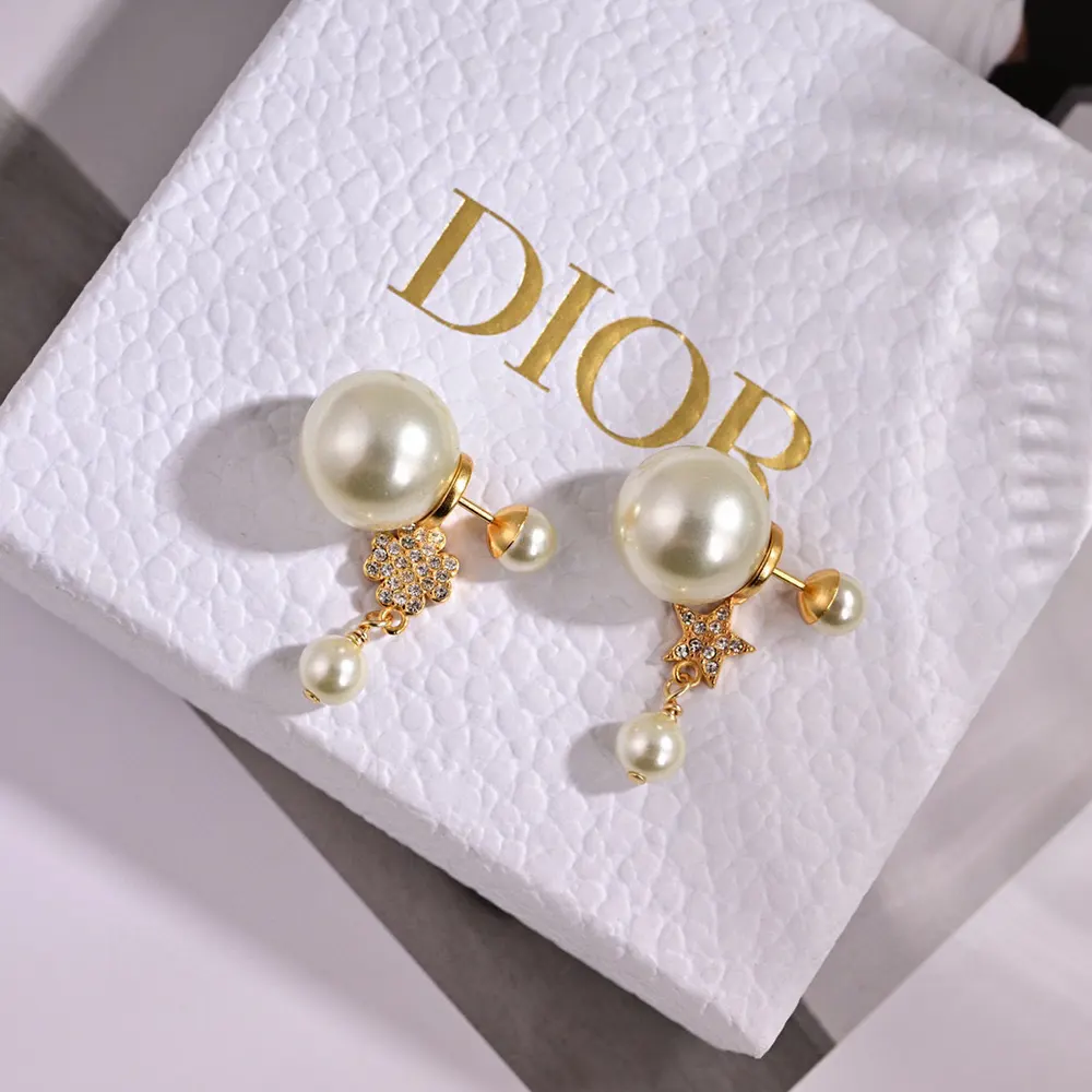 Dior Women Tribales Earrings Gold-Finish Metal with White Resin Pearls - image 4