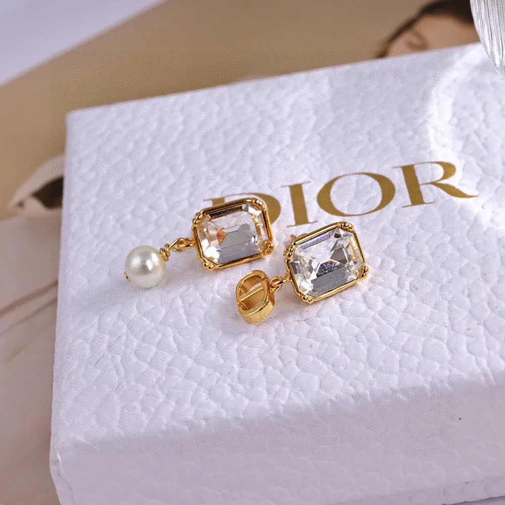 Dior Women Tribales Earrings Gold-Finish Metal with White Resin Pearls and Silver-Tone Crystals - image 5