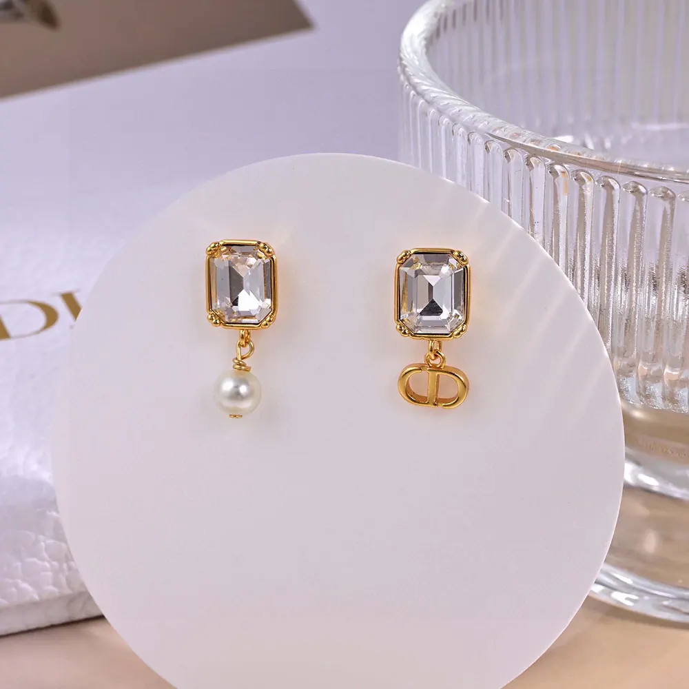 Dior Women Tribales Earrings Gold-Finish Metal with White Resin Pearls and Silver-Tone Crystals - image 6