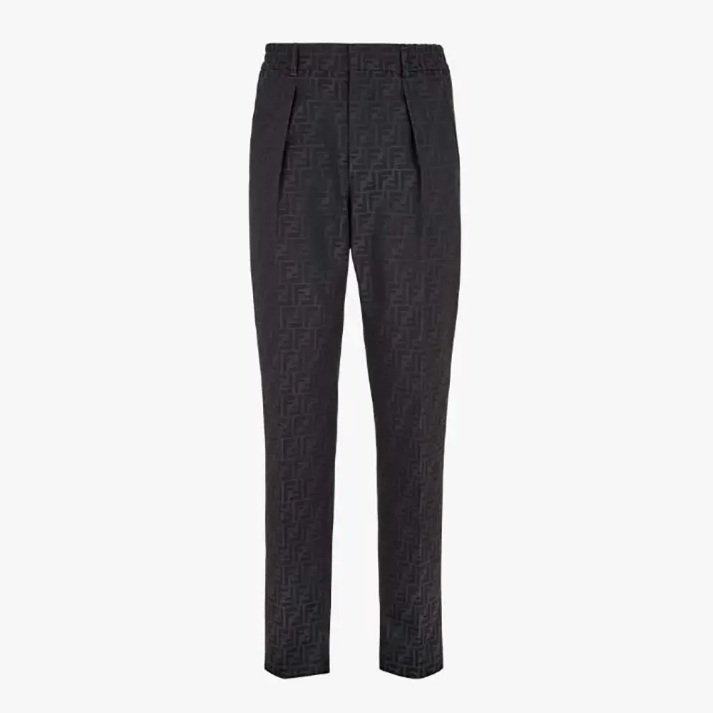 Front view of Fendi Men Black Fabric Trousers showing slim silhouette