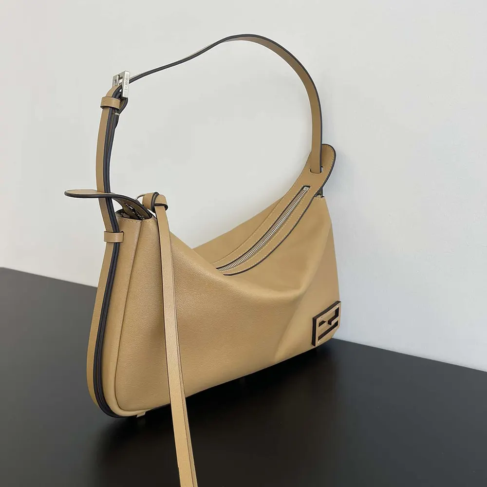 Fendi Unisex Simply Fendi Medium Beige Leather Bag - image 4