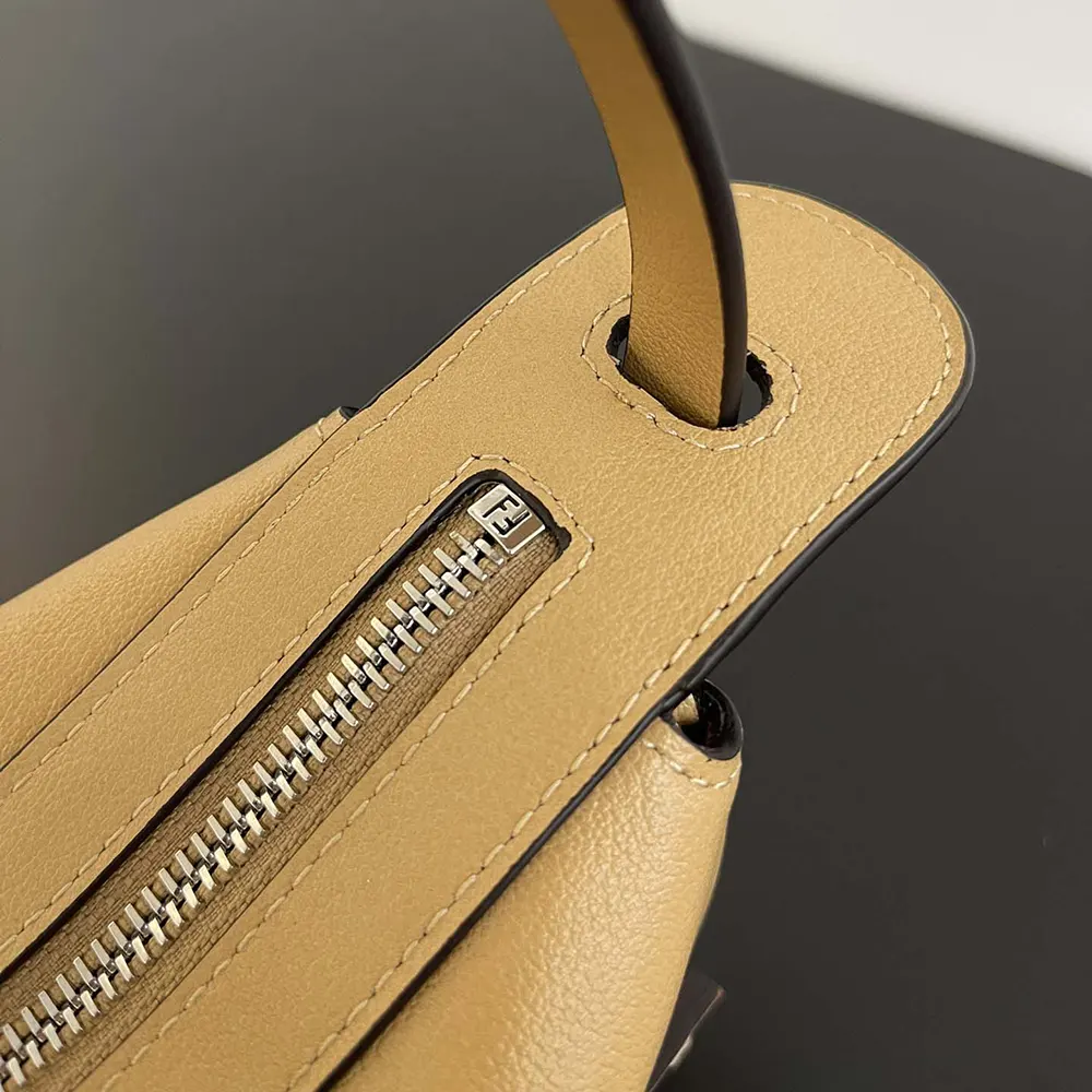 Fendi Unisex Simply Fendi Medium Beige Leather Bag - image 6
