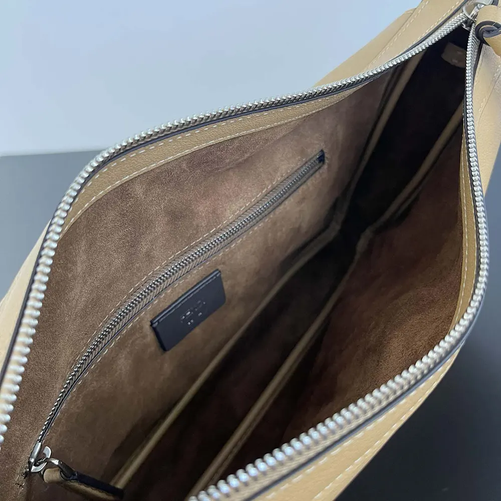 Fendi Unisex Simply Fendi Medium Beige Leather Bag - image 9