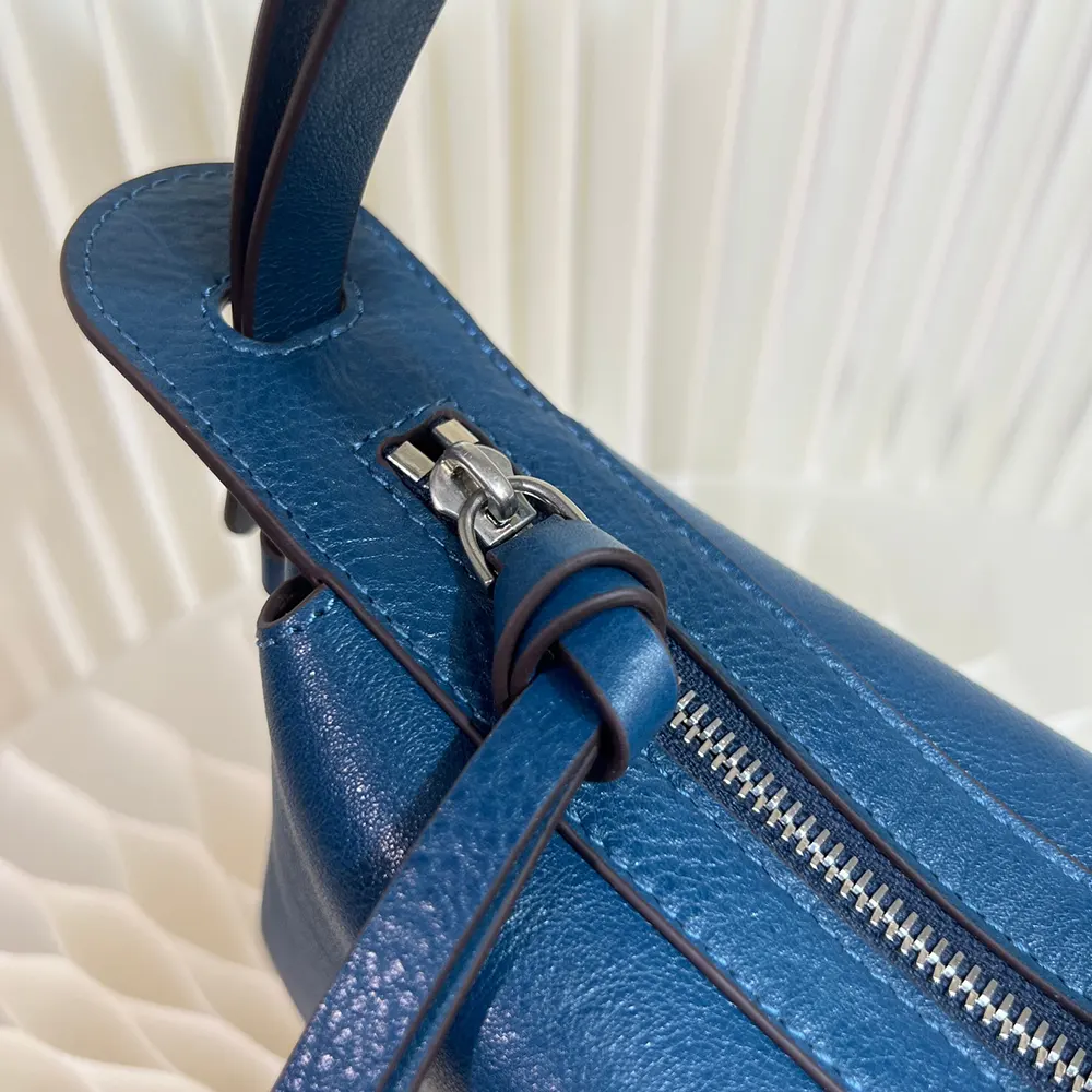 Fendi Unisex Simply Fendi Mini Blue Leather Mini-bag - image 6