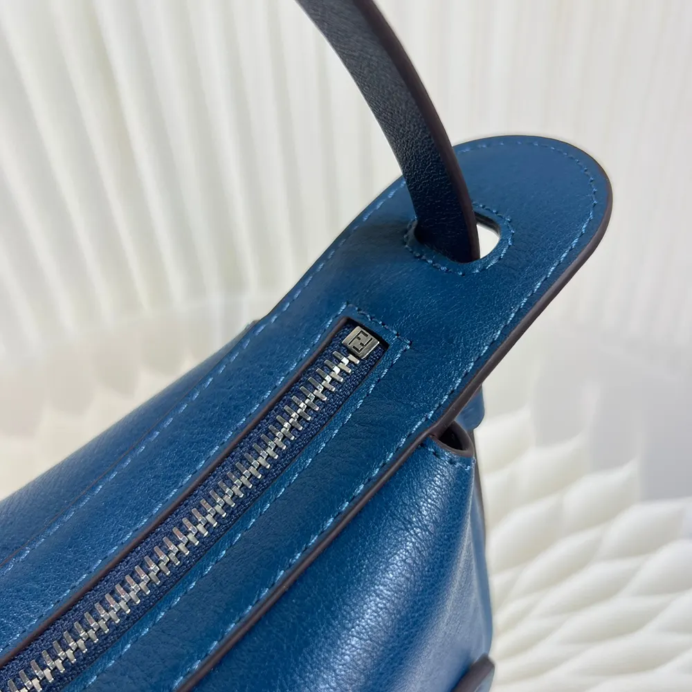 Fendi Unisex Simply Fendi Mini Blue Leather Mini-bag - image 7