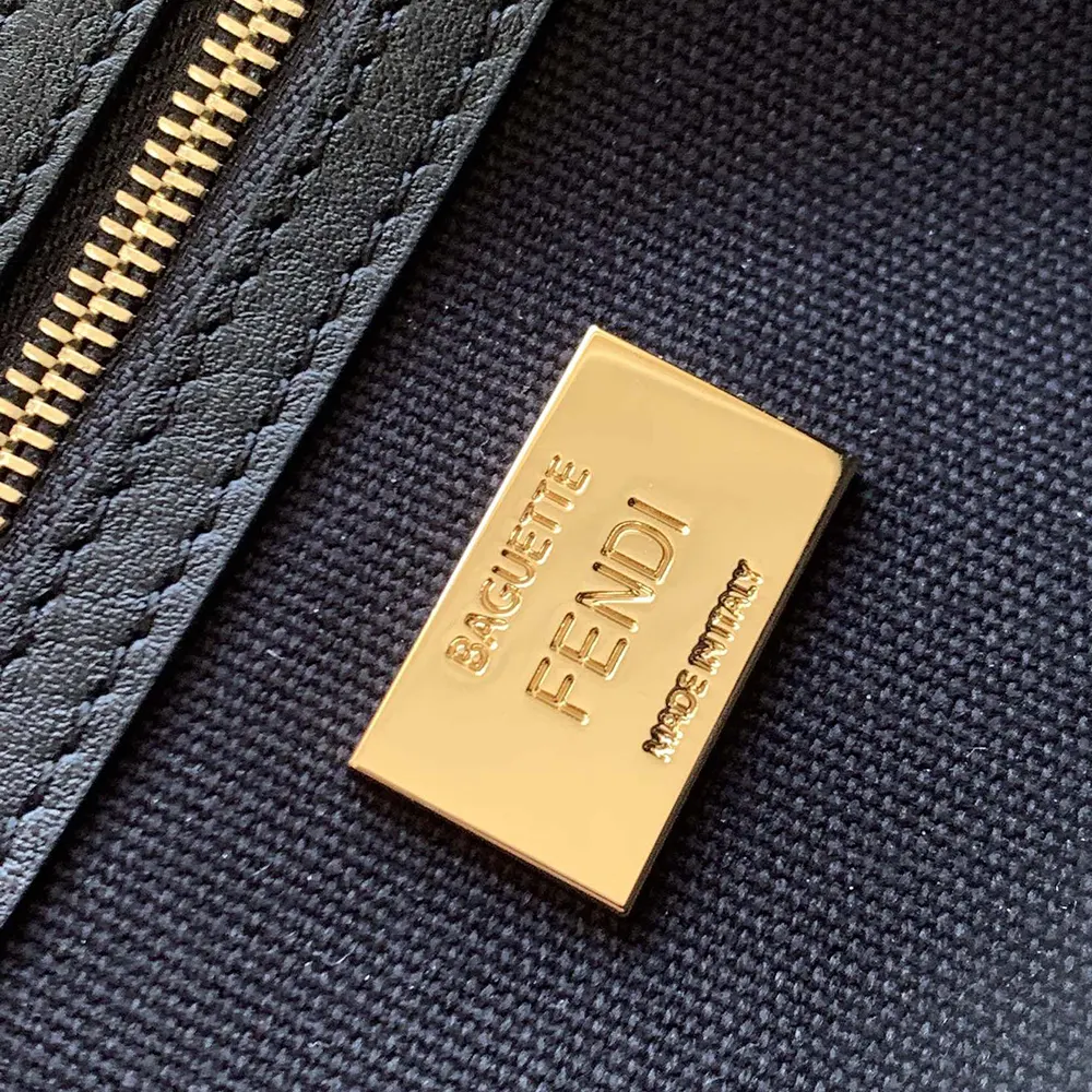 Fendi Women Baguette Black Denim Bag with FF Embroidery - image 10