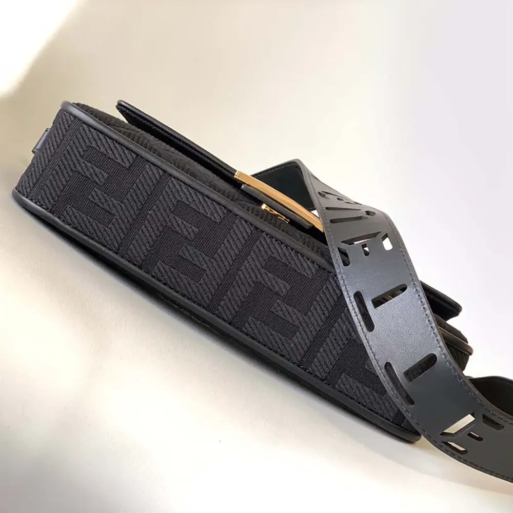 Fendi Women Baguette Black Denim Bag with FF Embroidery - image 6
