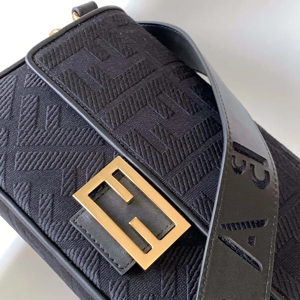 Fendi Women Baguette Black Denim Bag with FF Embroidery - image 7