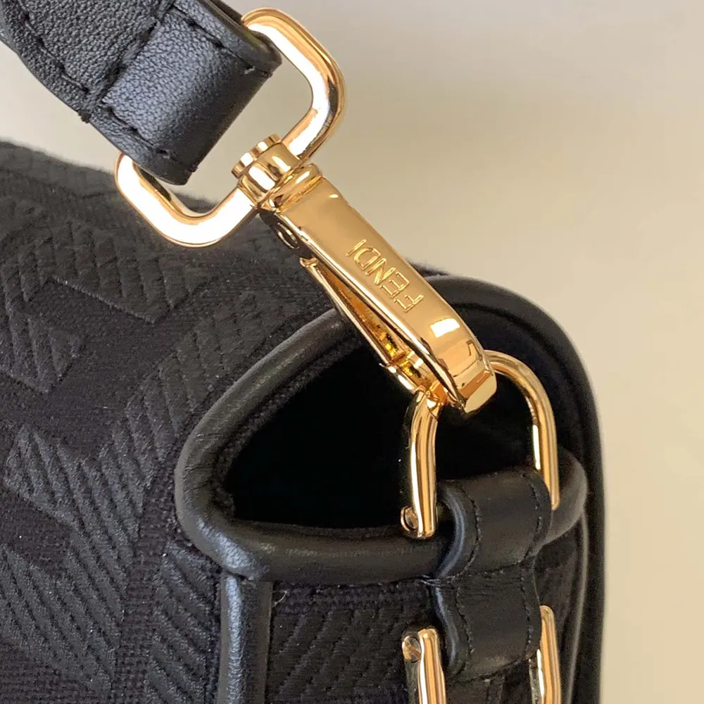 Fendi Women Baguette Black Denim Bag with FF Embroidery - image 9