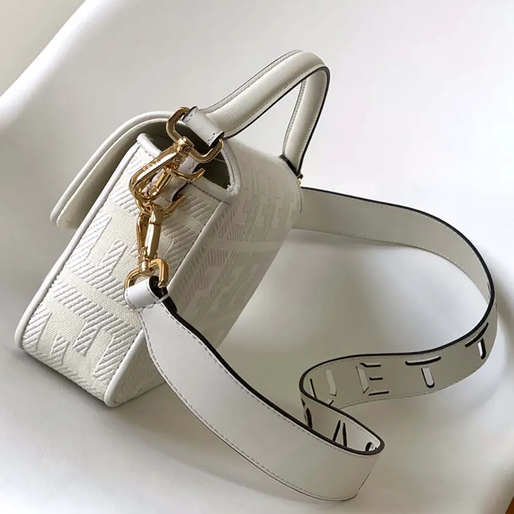 Fendi Women Baguette White Denim Bag with FF Embroidery - image 5