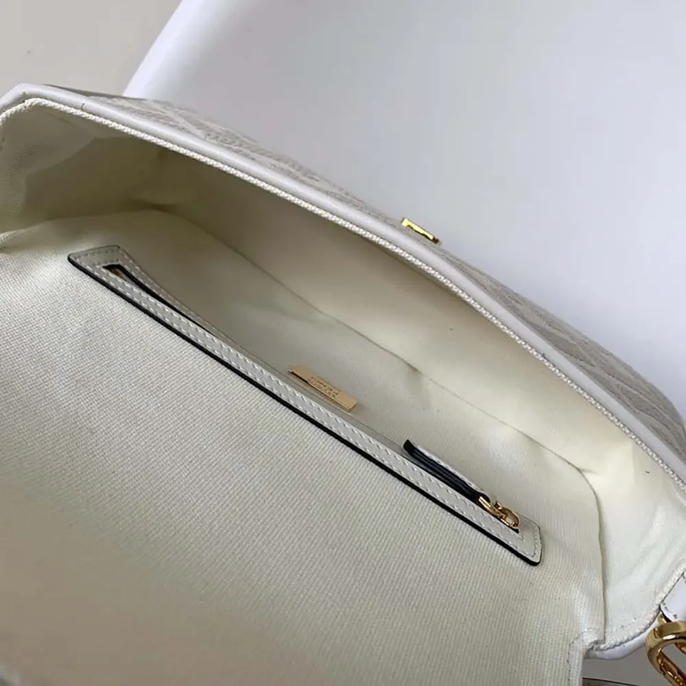 Fendi Women Baguette White Denim Bag with FF Embroidery - image 10