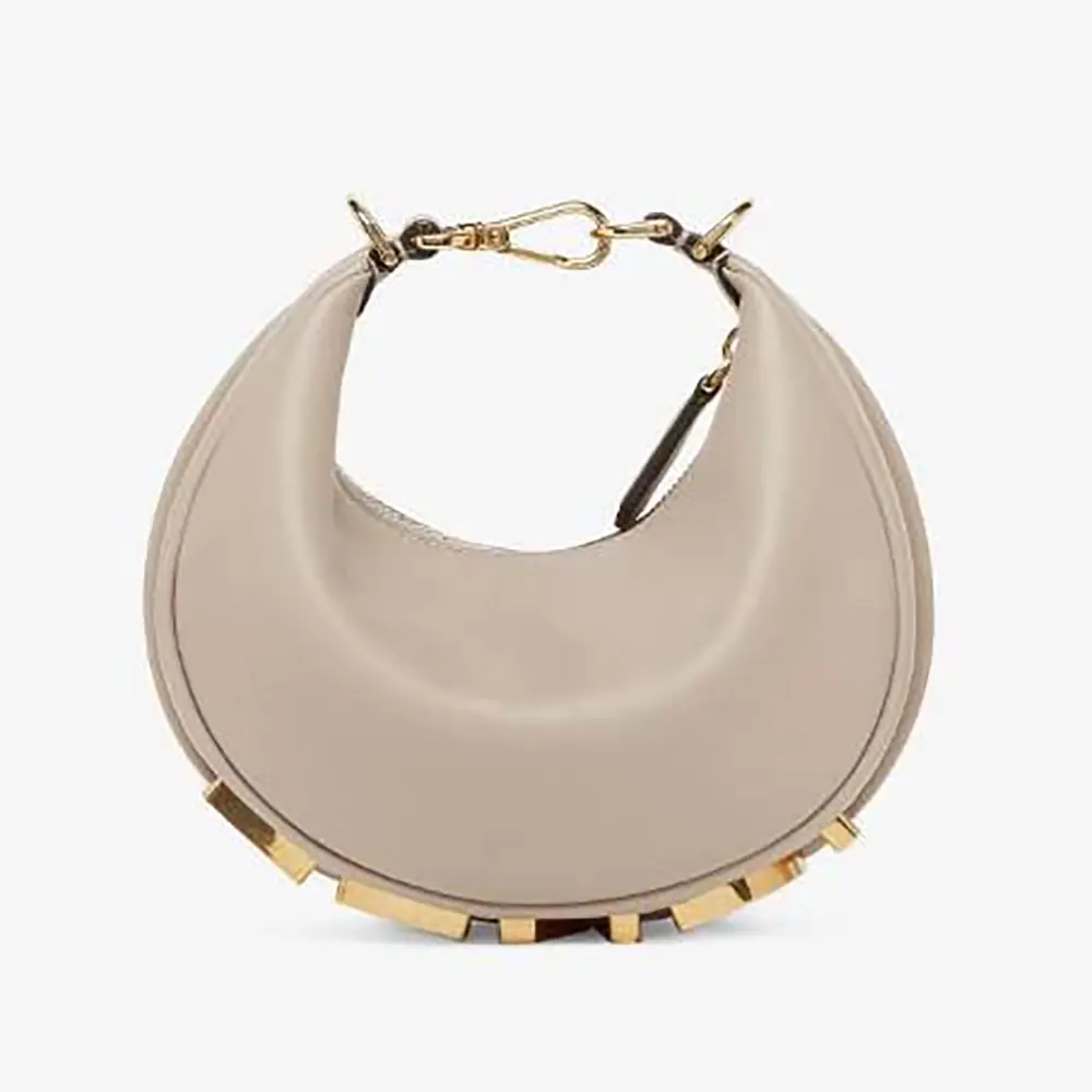 Front view of Fendi Women Fendigraphy Mini Dove-gray Leather Mini-bag