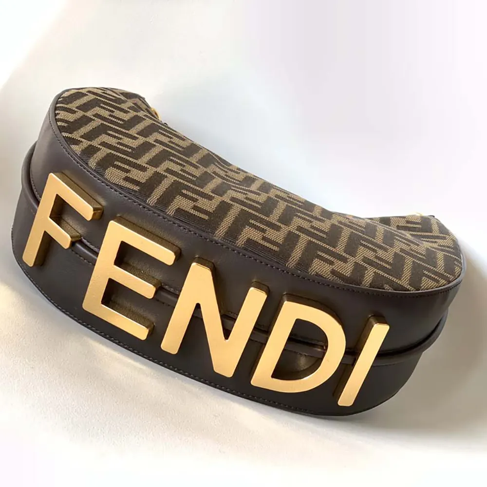 Fendi Women Fendigraphy Small Brown FF Jacquard Fabric Bag - image 4