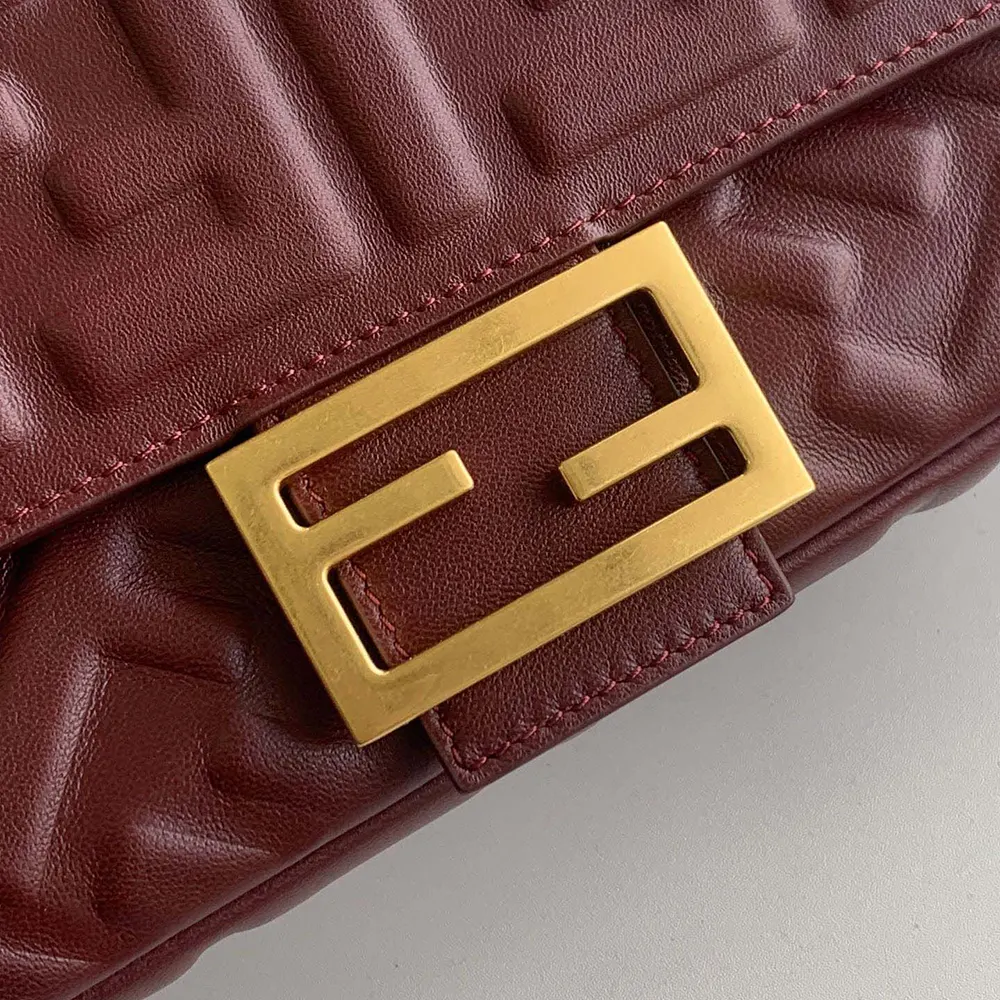 Fendi Women Medium Baguette Maroon Leather Bag - image 6