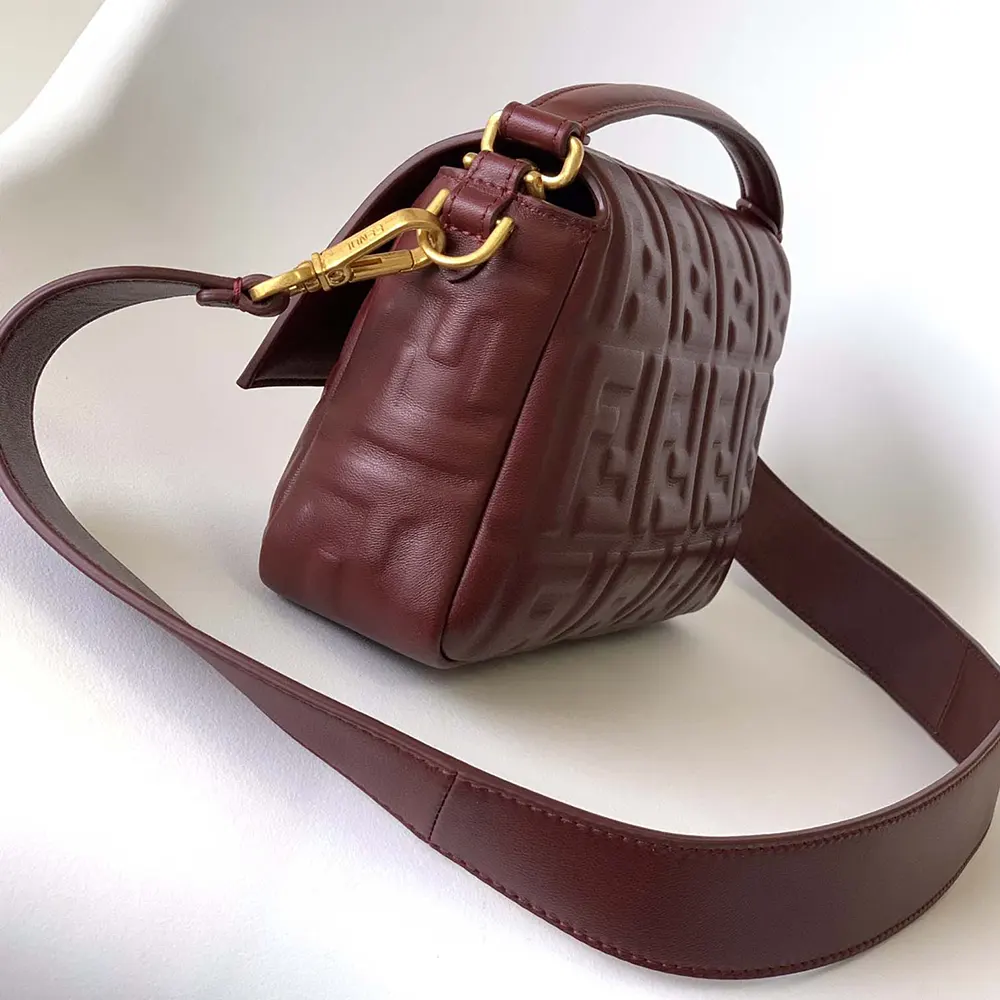 Fendi Women Medium Baguette Maroon Leather Bag - image 4