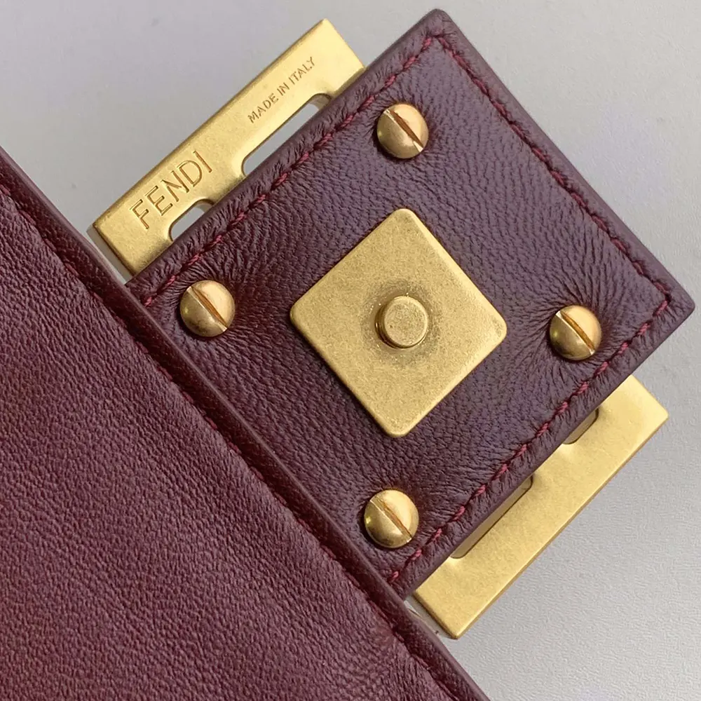 Fendi Women Medium Baguette Maroon Leather Bag - image 8