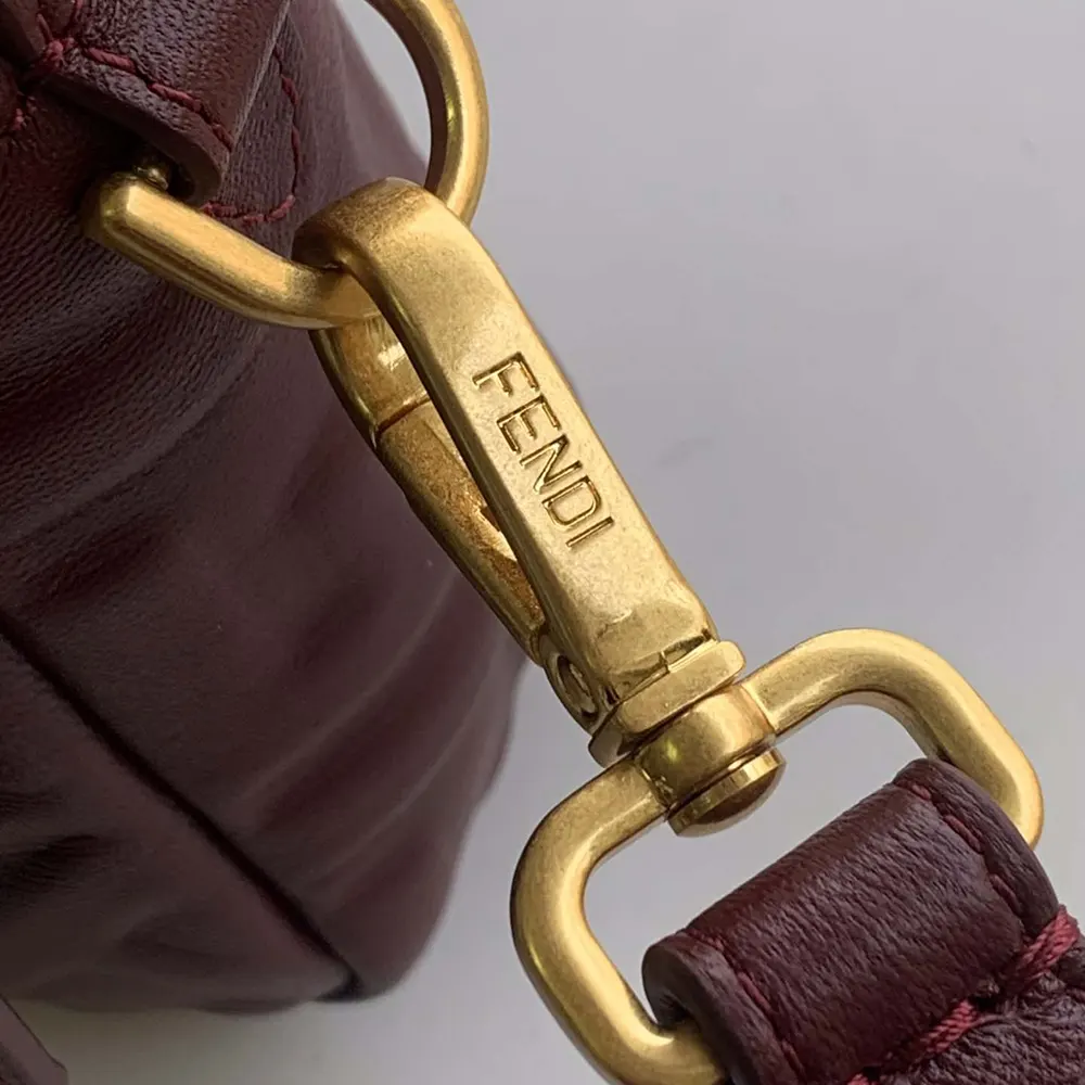 Fendi Women Medium Baguette Maroon Leather Bag - image 7