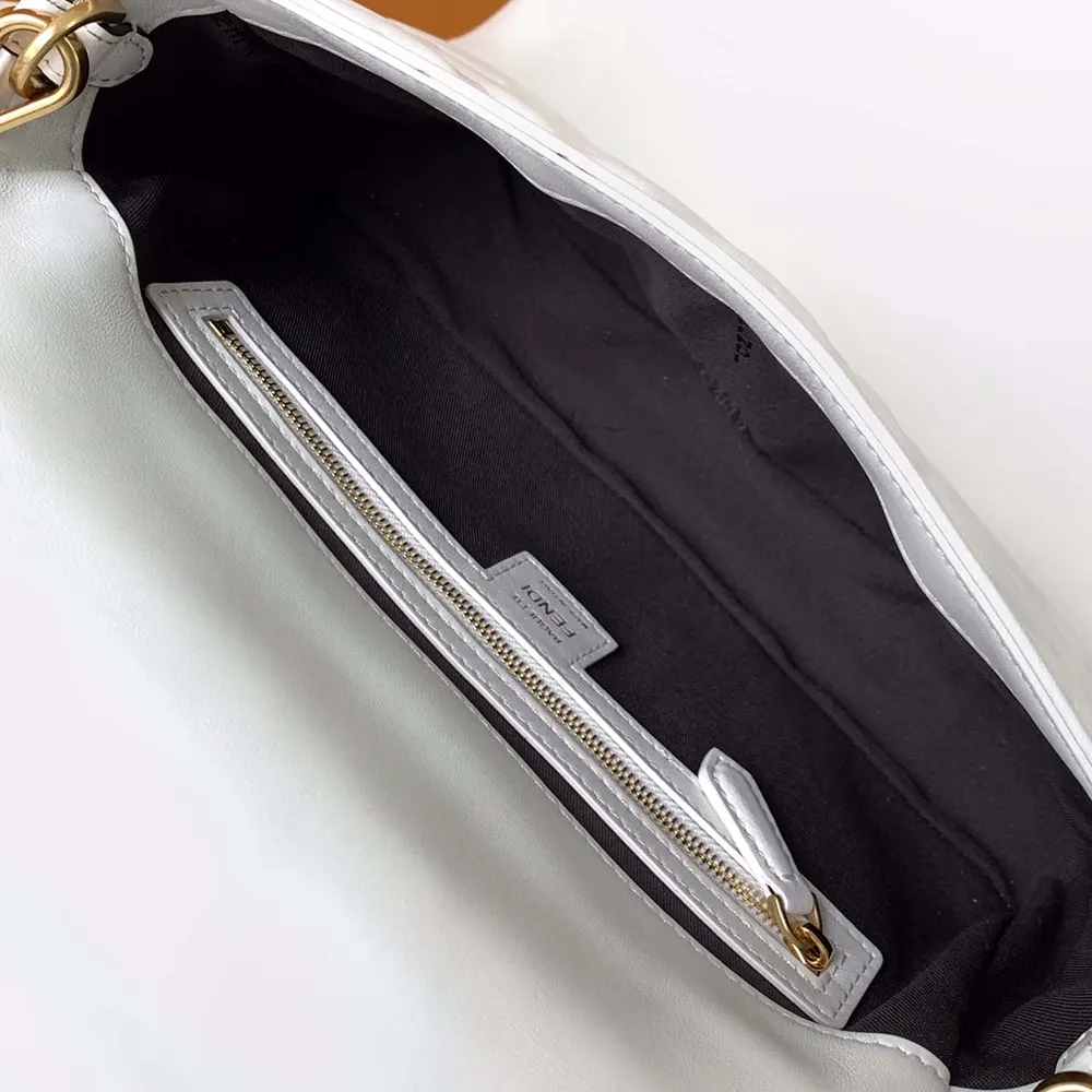 Fendi Women Medium Baguette White Leather Bag - image 9