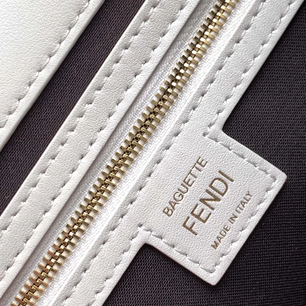 Fendi Women Medium Baguette White Leather Bag - image 8