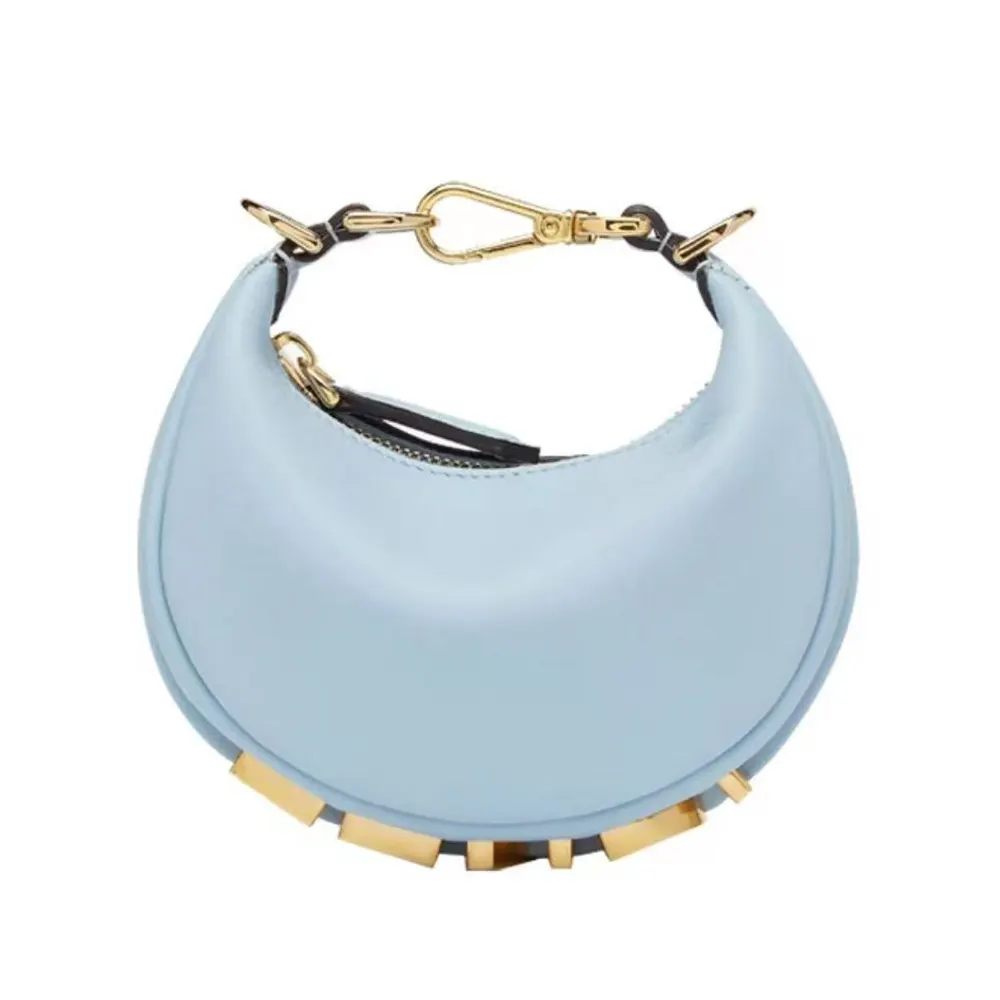 Front view of Fendi Women Nano Fendigraphy Blue Leather Charm