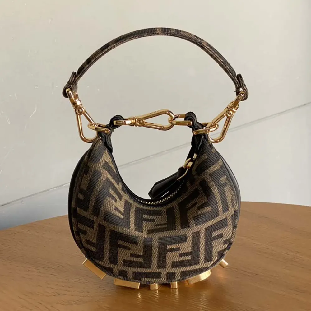 Fendi Women Nano Fendigraphy Brown Fabric Charm - image 4