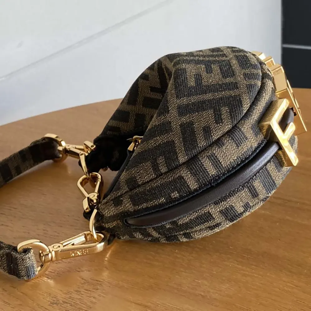 Fendi Women Nano Fendigraphy Brown Fabric Charm - image 7