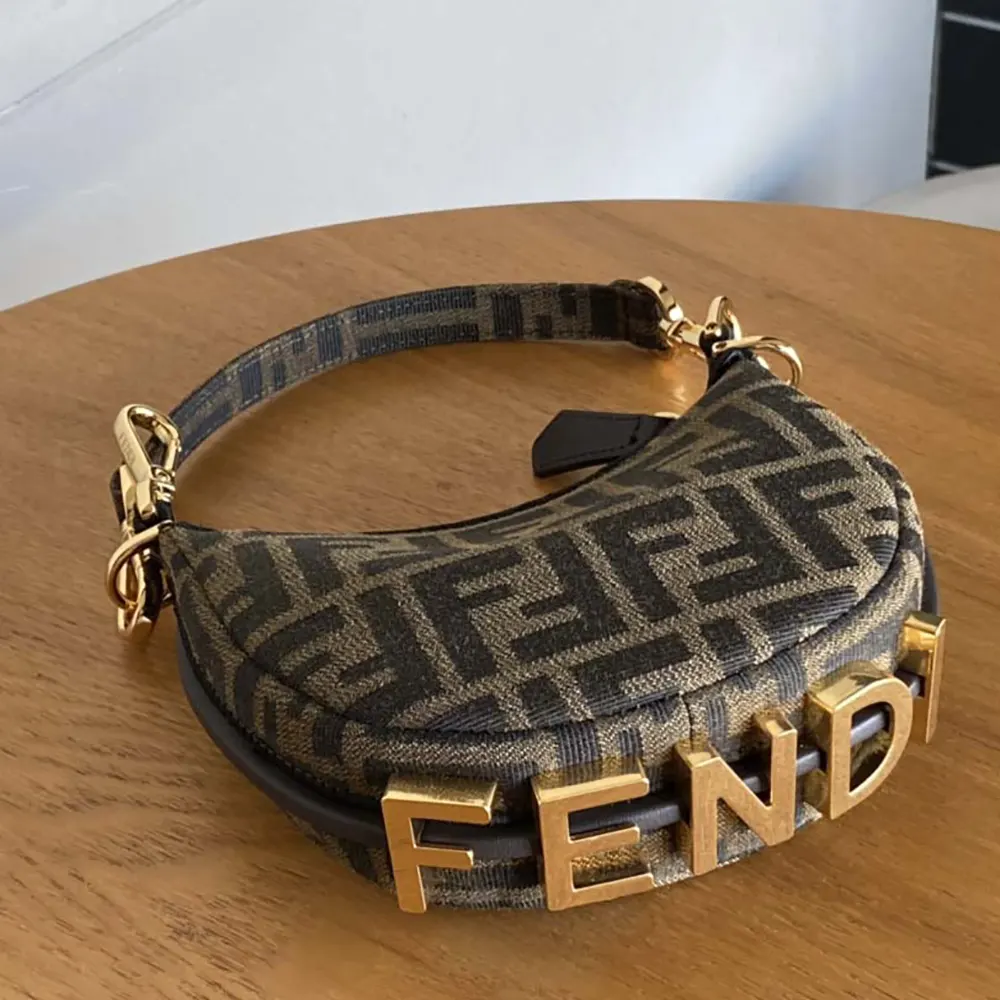 Fendi Women Nano Fendigraphy Brown Fabric Charm - image 6
