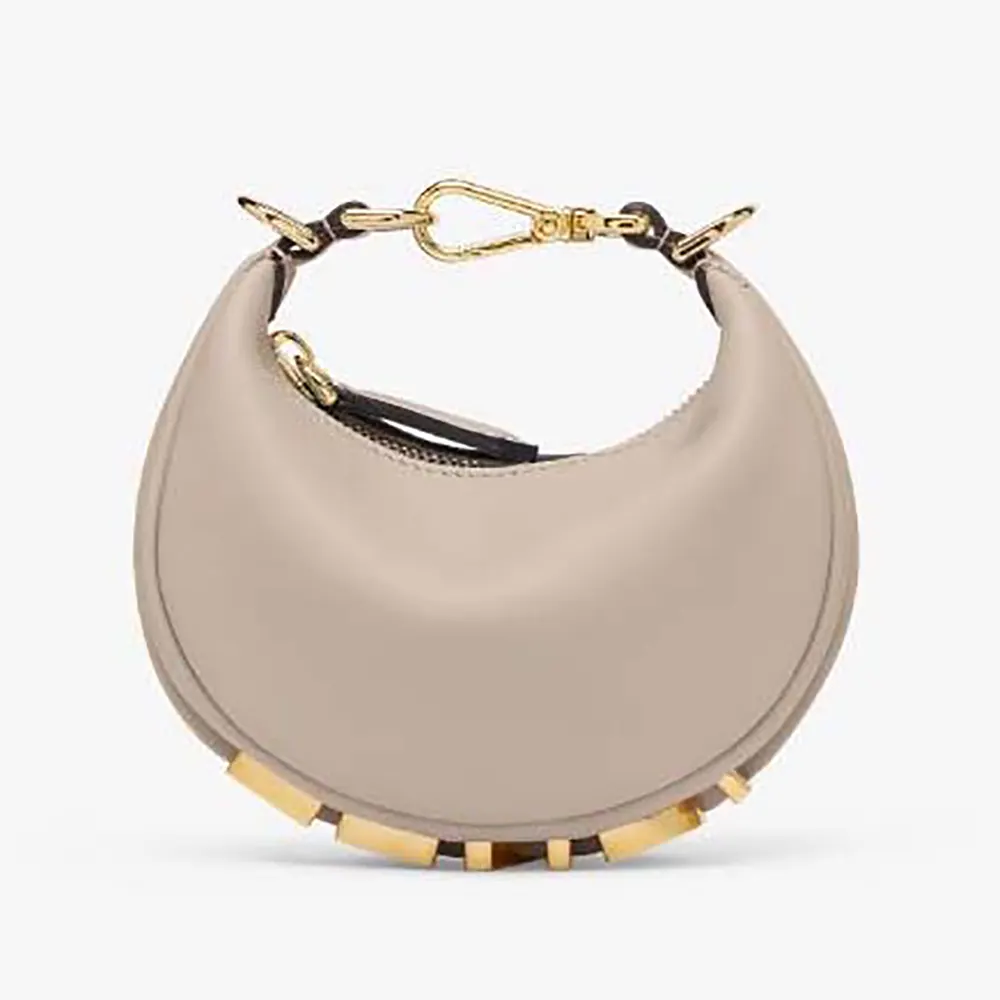 Front view of Fendi Women Nano Fendigraphy Gray Leather Charm