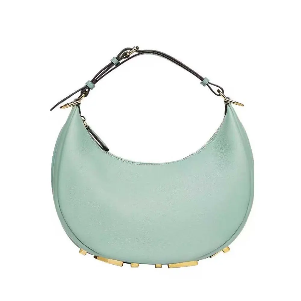 Front view of Fendi Women Nano Fendigraphy Lime Leather Charm vibrant lime color