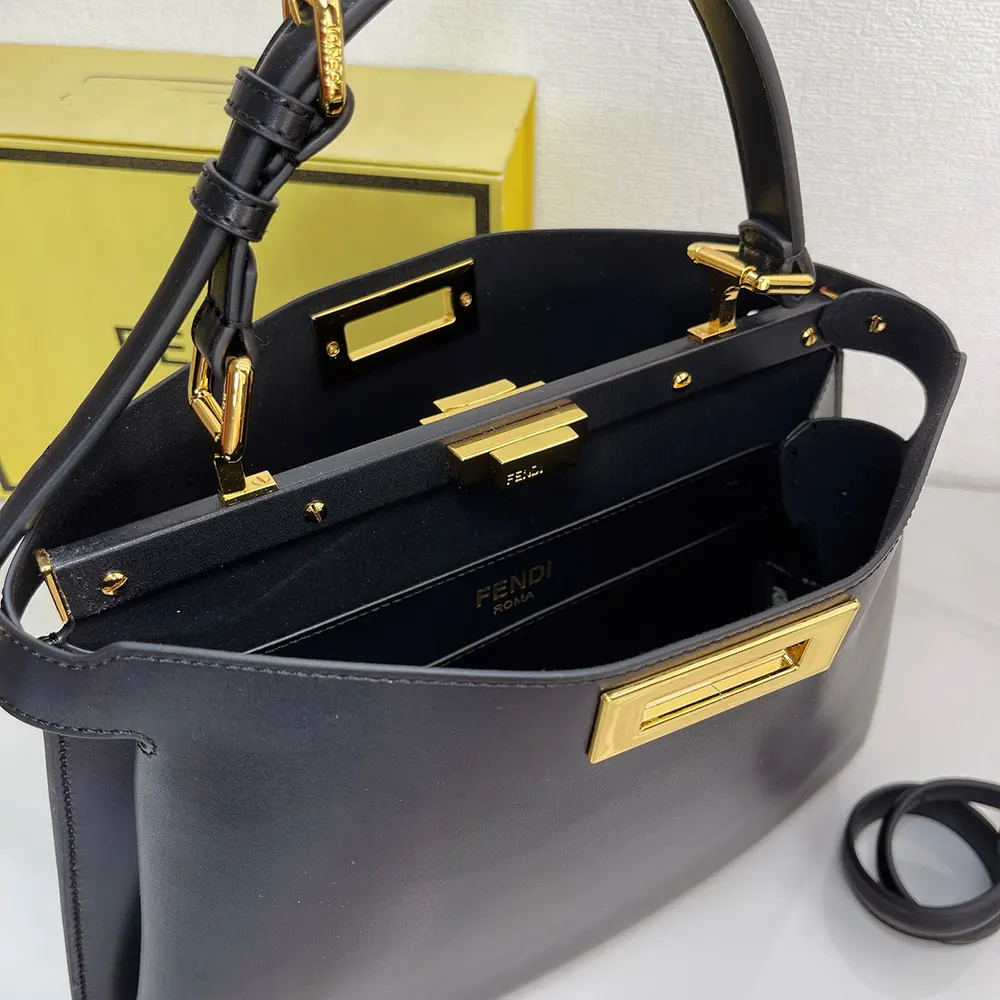 Fendi Women Peekaboo Soft Medium Black Leather Bag - image 6
