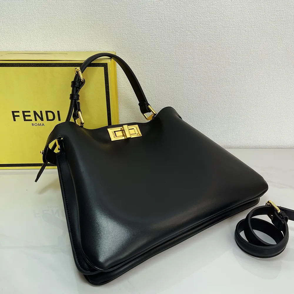 Fendi Women Peekaboo Soft Medium Black Leather Bag - image 5