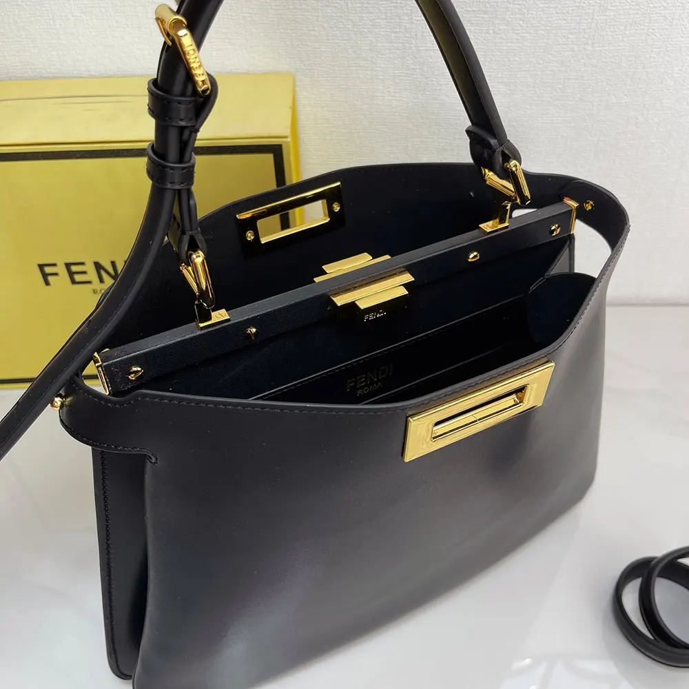 Fendi Women Peekaboo Soft Medium Black Leather Bag - image 8