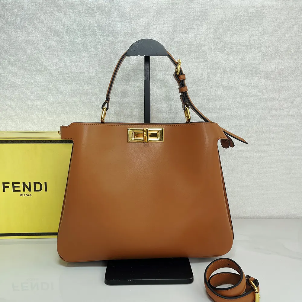 Close-up of gold-tone hardware on Fendi Women Peekaboo Soft Medium Bag