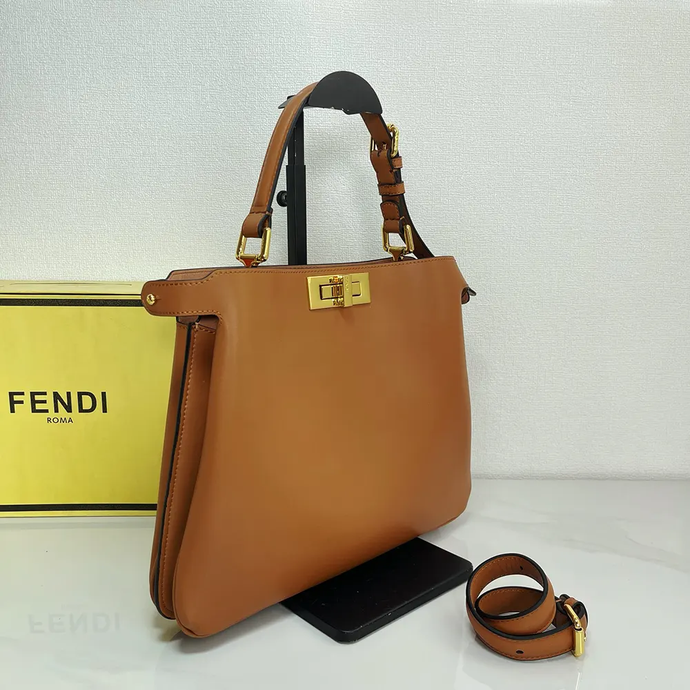 Fendi Women Peekaboo Soft Medium Cappuccino-colored Leather Bag - image 4