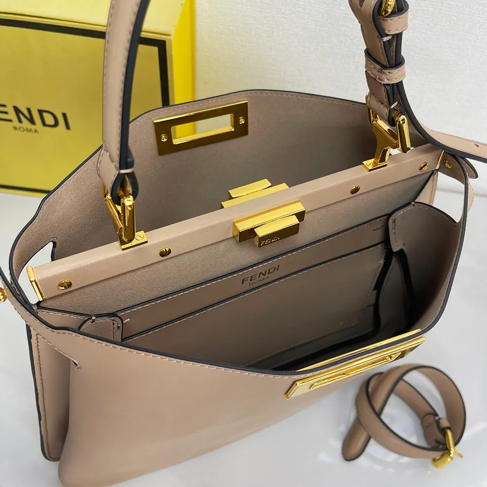 Fendi Women Peekaboo Soft Medium Dove Gray Leather Bag - image 10