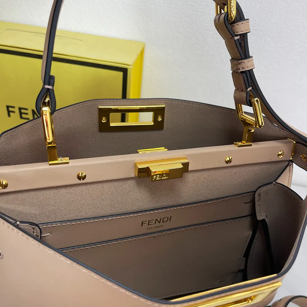 Fendi Women Peekaboo Soft Medium Dove Gray Leather Bag - image 9